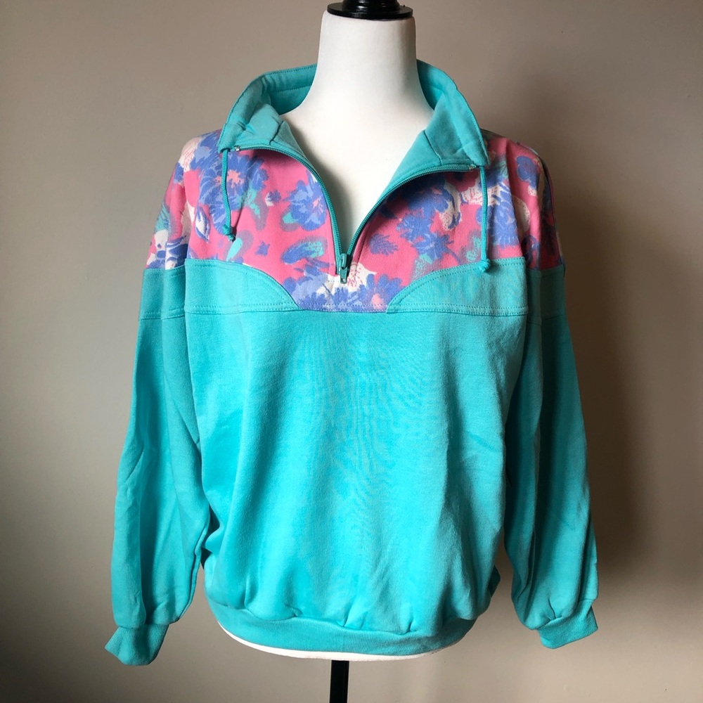 NWT Vintage deadstock sweatshirt -LARGE -retro quarter-zip Sport Modes pullover